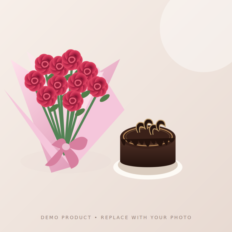 Demo cake-flower illustration — replace with your product photograph